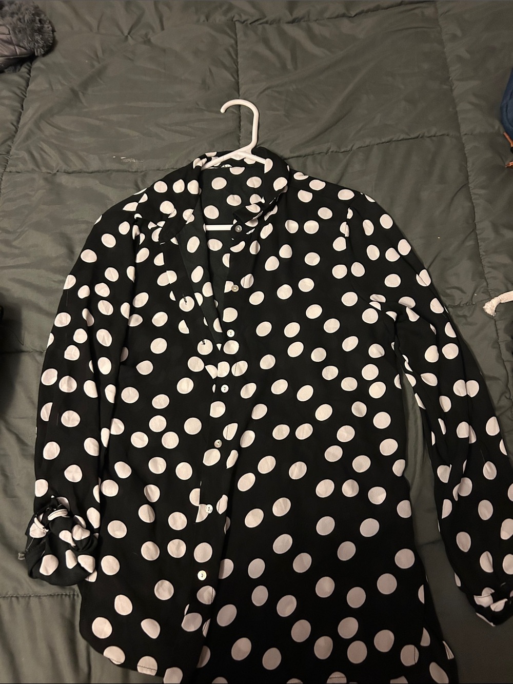 Black Polka Dot women’s Shirt - Classic Button-Up